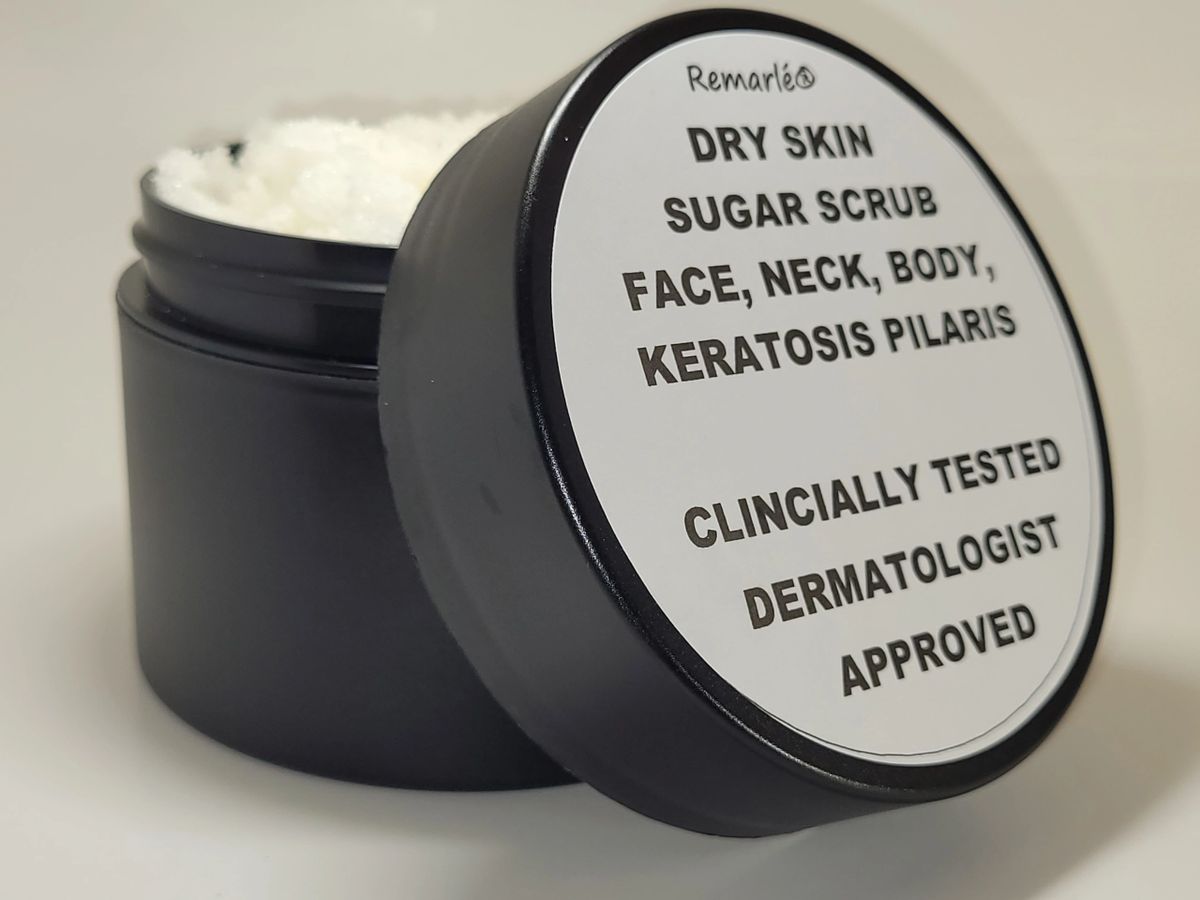 Dry Skin Sugar Scrub for the Face, Neck (Decollage), Body, and